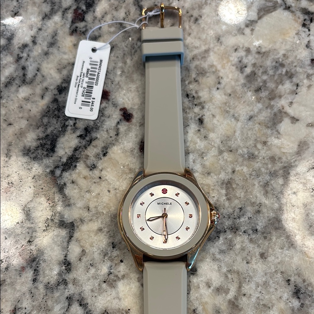 Michele Cape Gold & Cream Rubber Band Watch